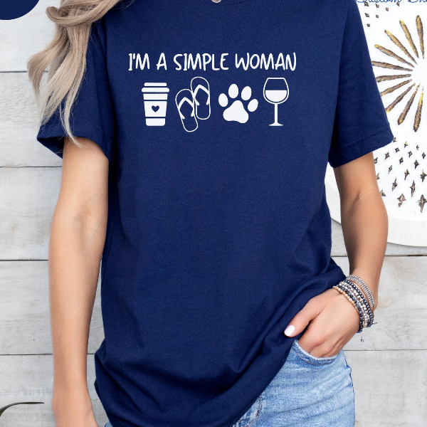 Im A Simple Woman Shirt Funny Dog Lover Wine Graphic Tee Cute Quote Outfit yellow xl t Shirt