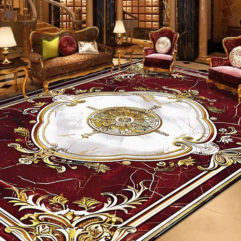 Retro European Large Area Rug Non Slip Living Room Carpet Elegant Floor Decor 04 140x200 Cm