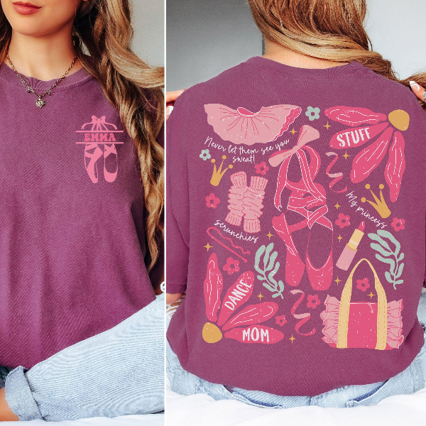 Dance Mom Essentials Shirt Trendy Back Print Graphic Tee Cute Recital Mom T Shirt maroon l sweatshirt