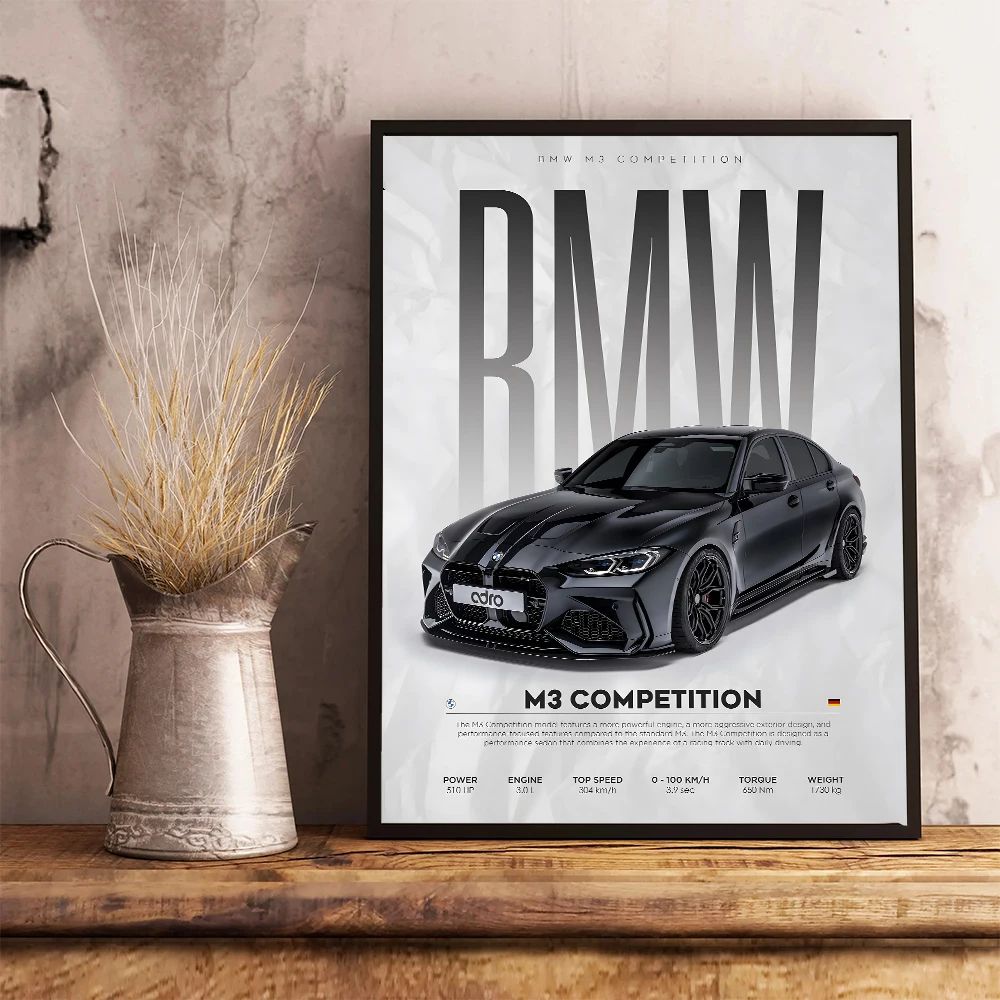 Modern Black Sports Car Canvas Wall Art Famous Racing Car Poster Print For Living Room Decor 5 11.81 16.54 In Unframed