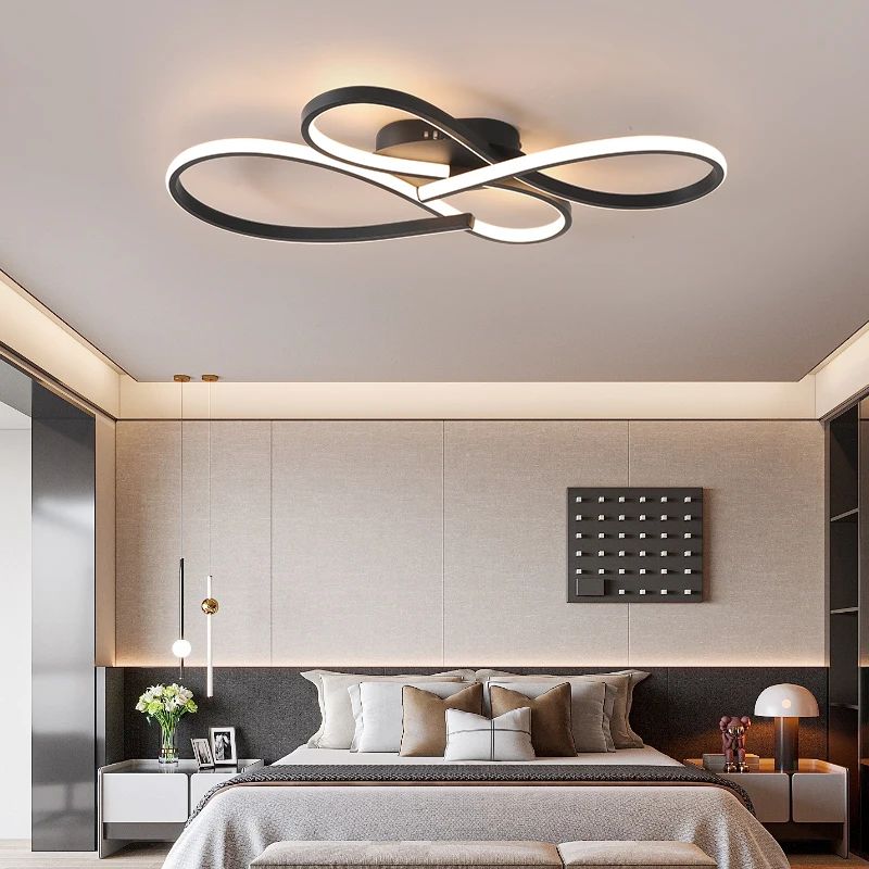 Modern Black LED Ceiling Chandelier For Living Room, Bedroom And Study l800xw450xh80mm dimmable With Alexa
