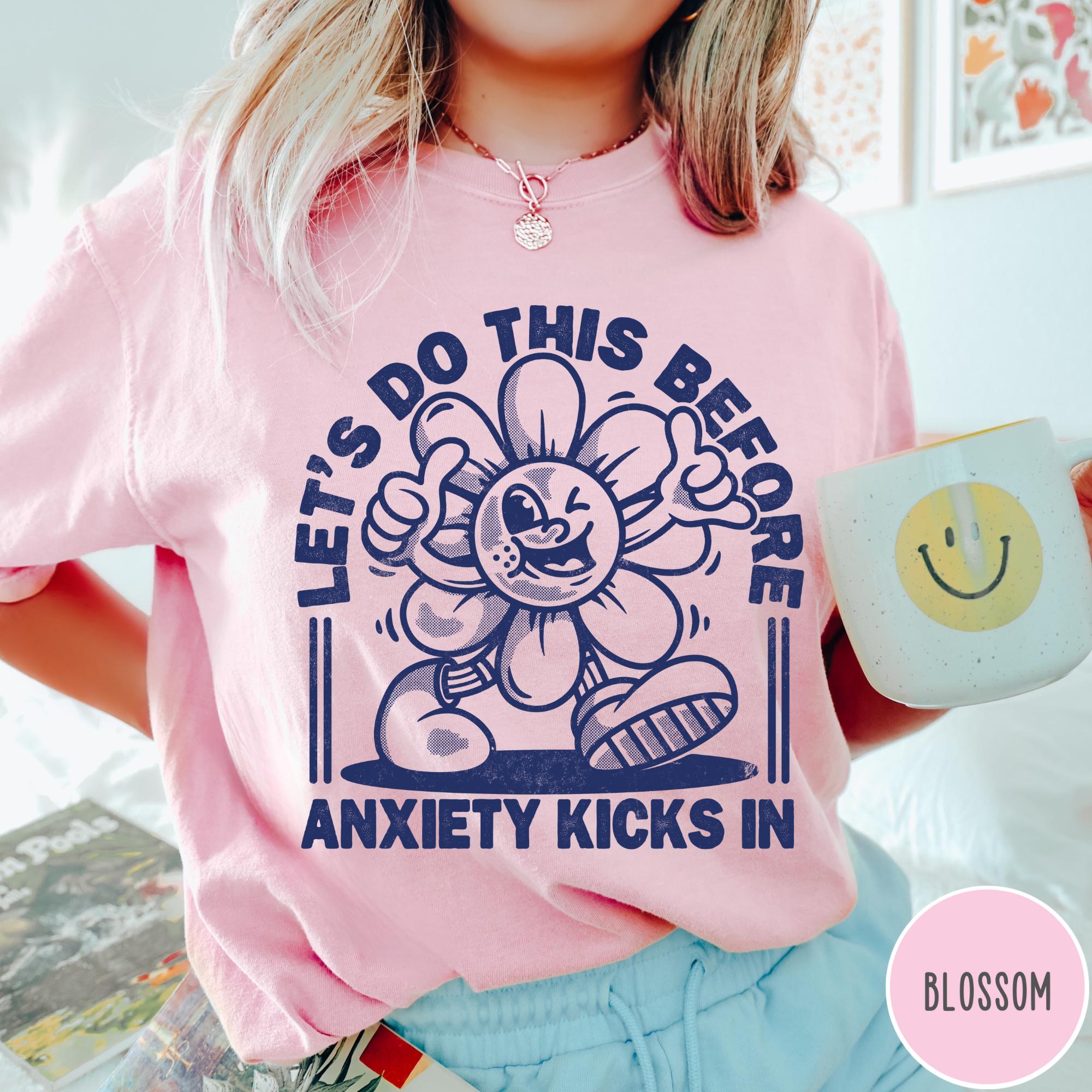 Retro Anxiety Comfort Colors T Shirt, Let's Do This Before Anxiety Kicks In Shirt, Funny Mental Health Shirt, Retro Men navy m sweatshirt