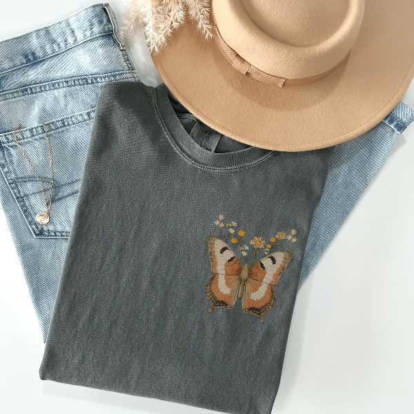 Vintage Butterfly T Shirt Botanical Tee Aesthetic Butterfly Shirt For Nature Lovers yellow xl t Shirt