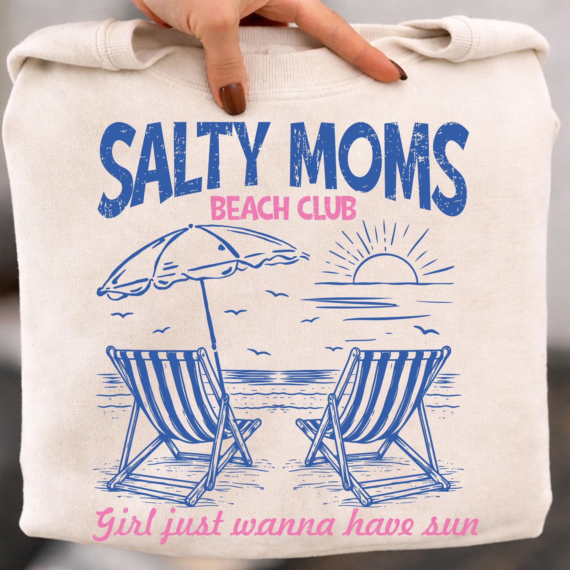 Salty Moms Beach Club Shirt Funny Beach Mom Tee Summer Gift mustard m sweatshirt