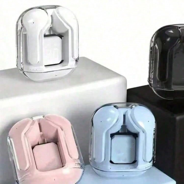 Mini Wireless Earbuds With LED Display Charging Case And Built In Mic white