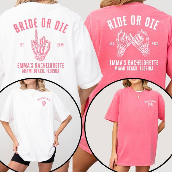 Bride Or Die Bachelorette Party Shirt Custom Bride Squad Bridal Party Tee red 3xl sweatshirt