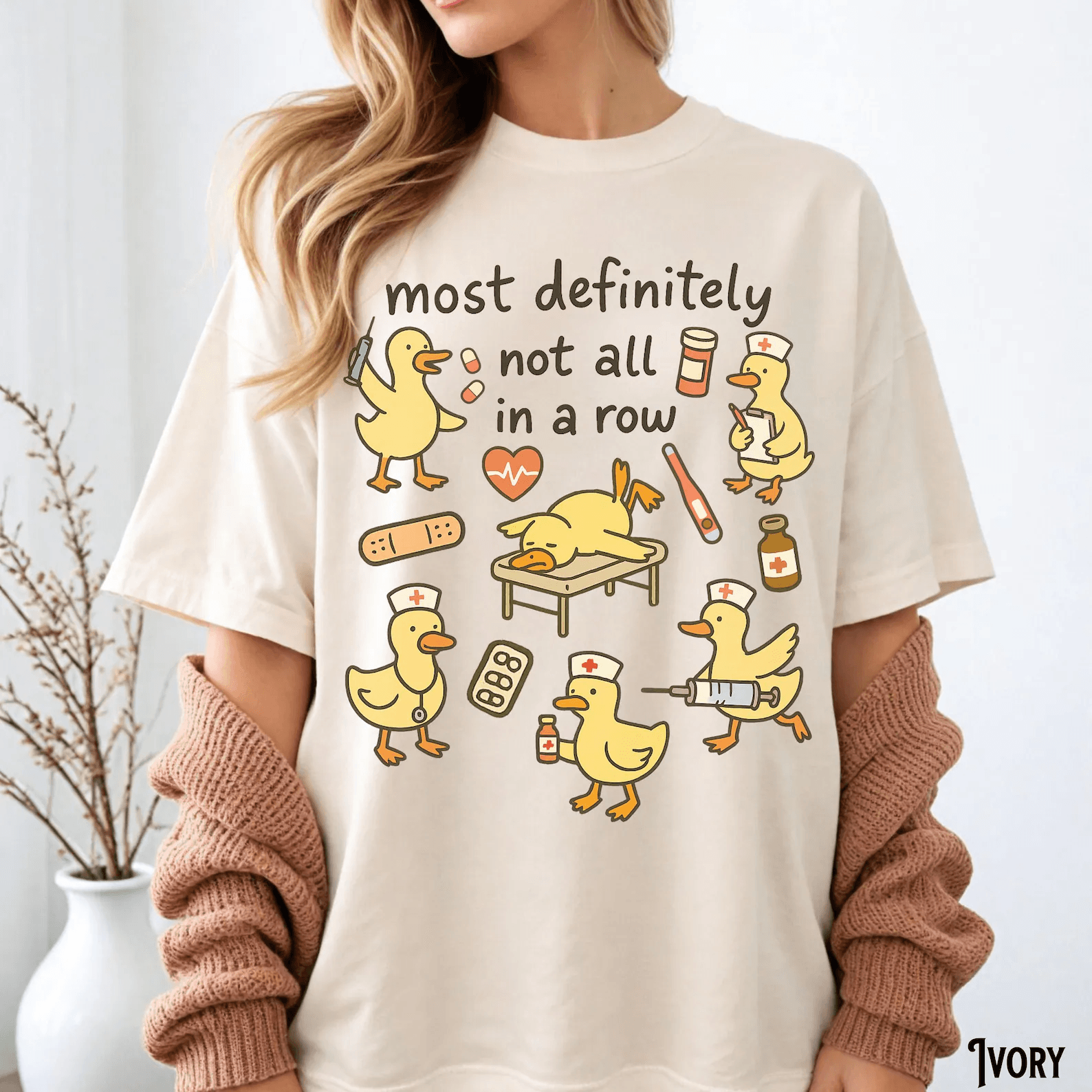 Funny Nurse Shirt Ducks In A Row Comfort Colors Nurse Gift Tee light Orange m sweatshirt