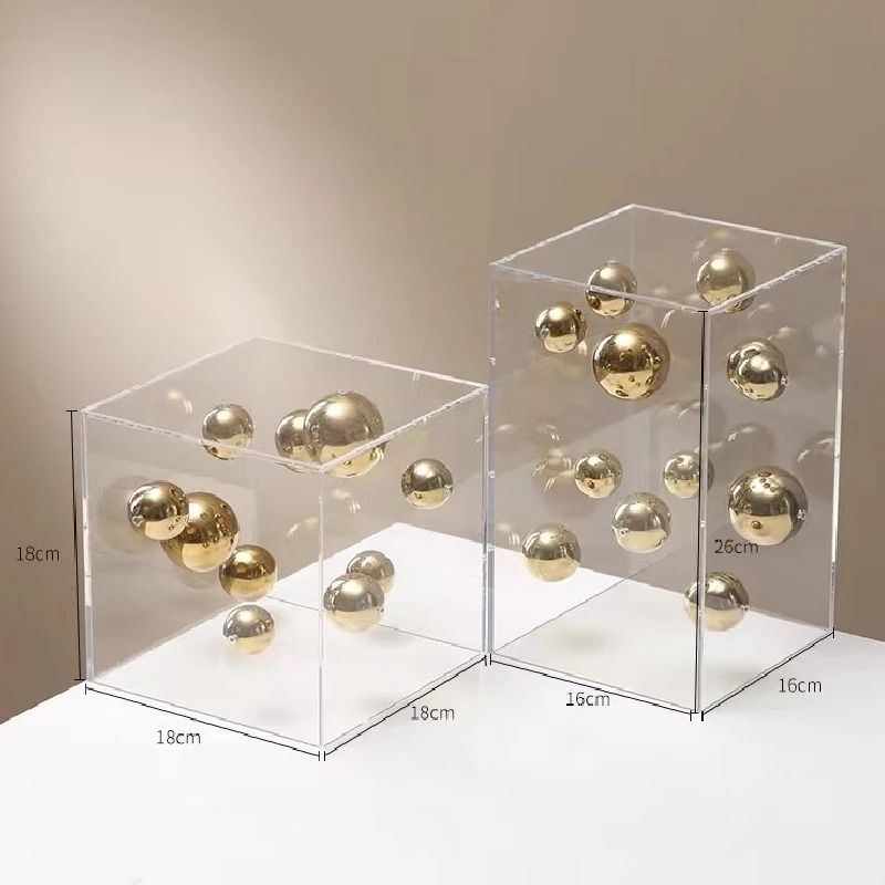 Creative Square Acrylic Cover Sphere Decoration For Modern Home Decor c