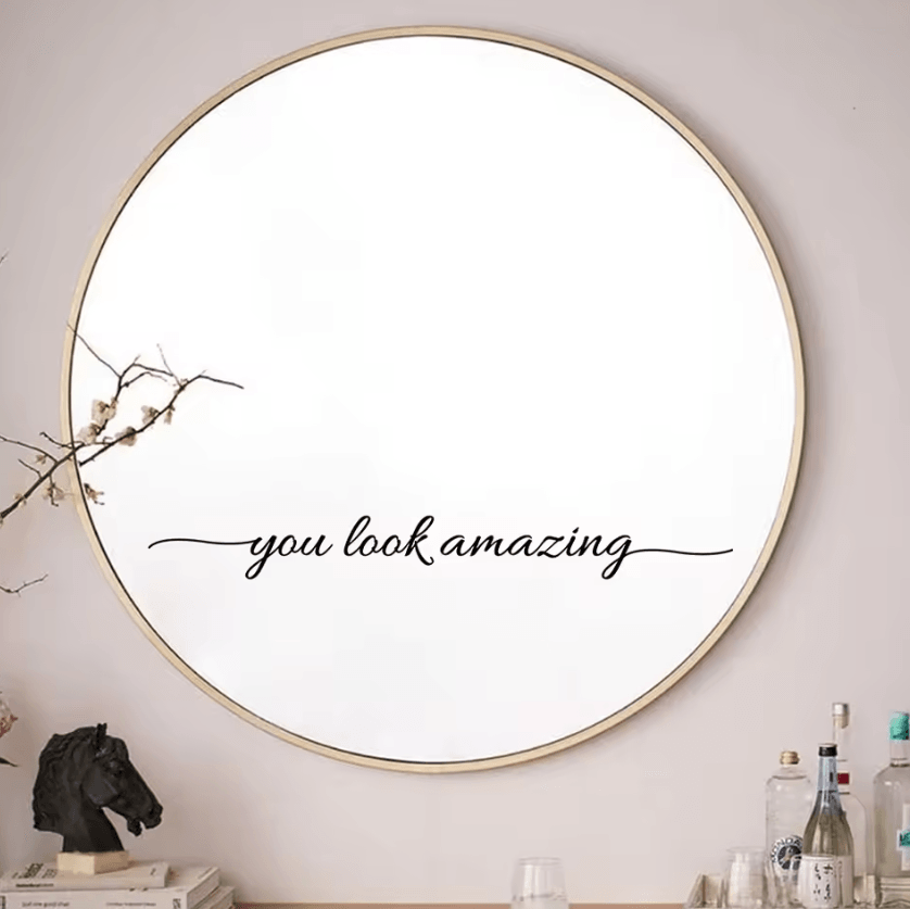 You Look Amazing Mirror Vinyl Decal Motivational Bathroom & Bedroom Sticker qt14138 Gold width Of 28cm