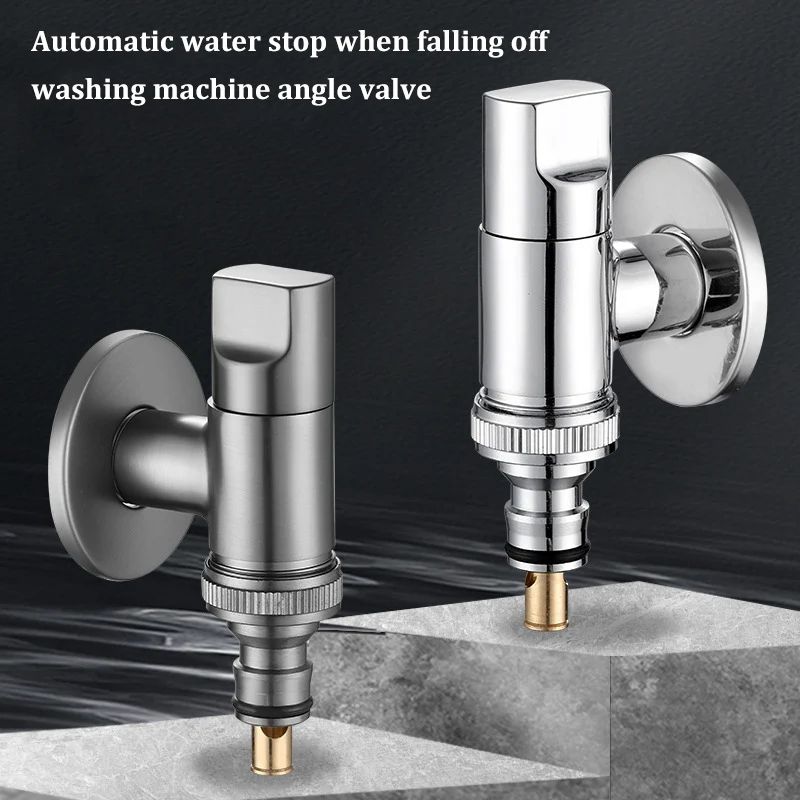 Automatic Water Stop Washing Machine Faucet Valve Connector black