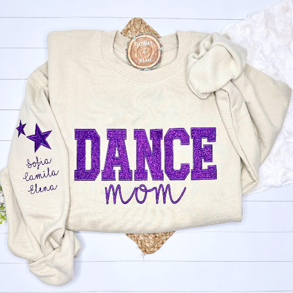 Personalized Embroidered Dance Mom Sweatshirt Custom Team Crewneck With Sleeve Names black 3xl t Shirt
