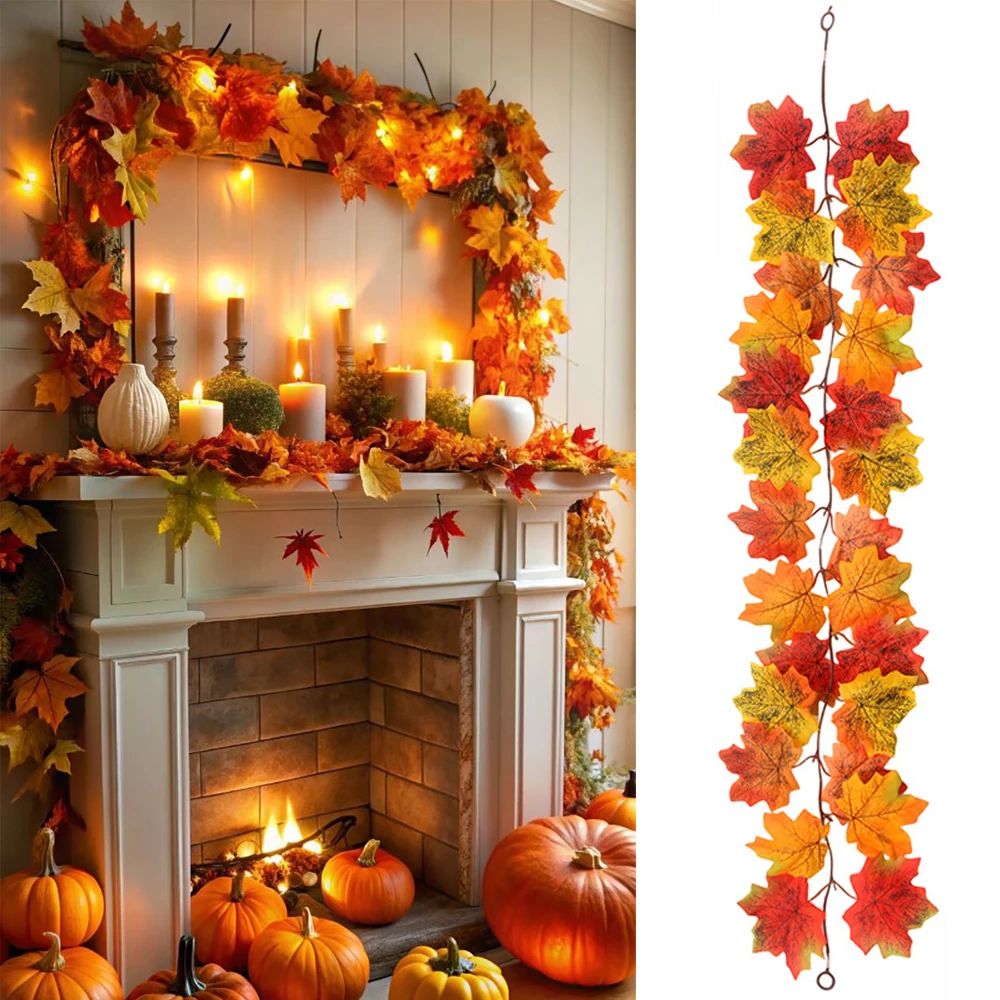 Artificial Maple Leaf Vine Garland Fall Decor 1m Style G
