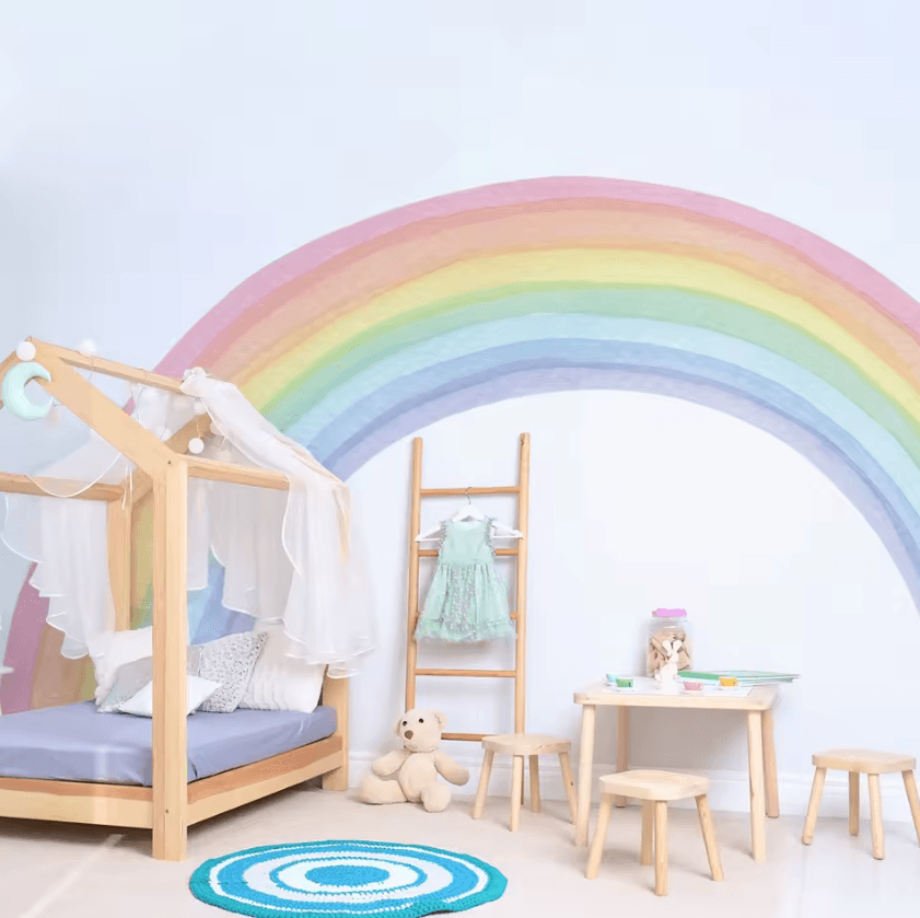 Large Pastel Rainbow Wall Stickers Boho Nursery Peel & Stick Wall Decals For Kids Room rnw02 s