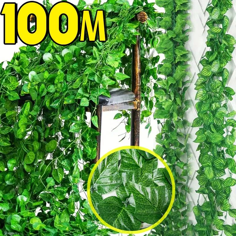 LushFlow Artificial Ivy Garland For Realistic Green Wall Decor 2m (1 String) watermelon