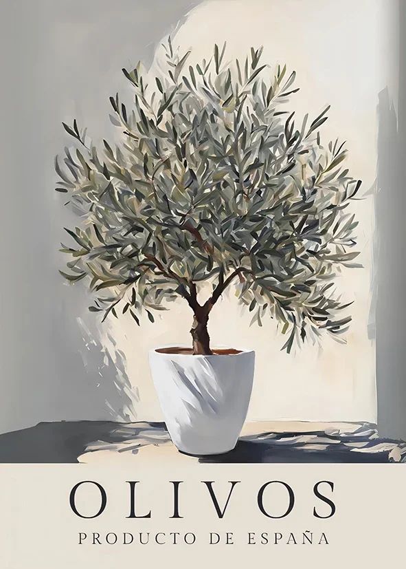 Vintage Olive Tree And Lemon Canvas Wall Art Botanical Fruit Print For Home Decor 1 5.91 X 7.87 In
