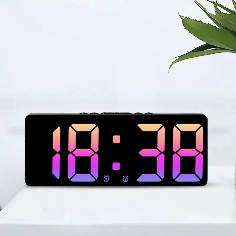 Smart Voice Control LED Digital Alarm Clock Dual Alarm, Temperature Display, Night Mode Desk Clock red