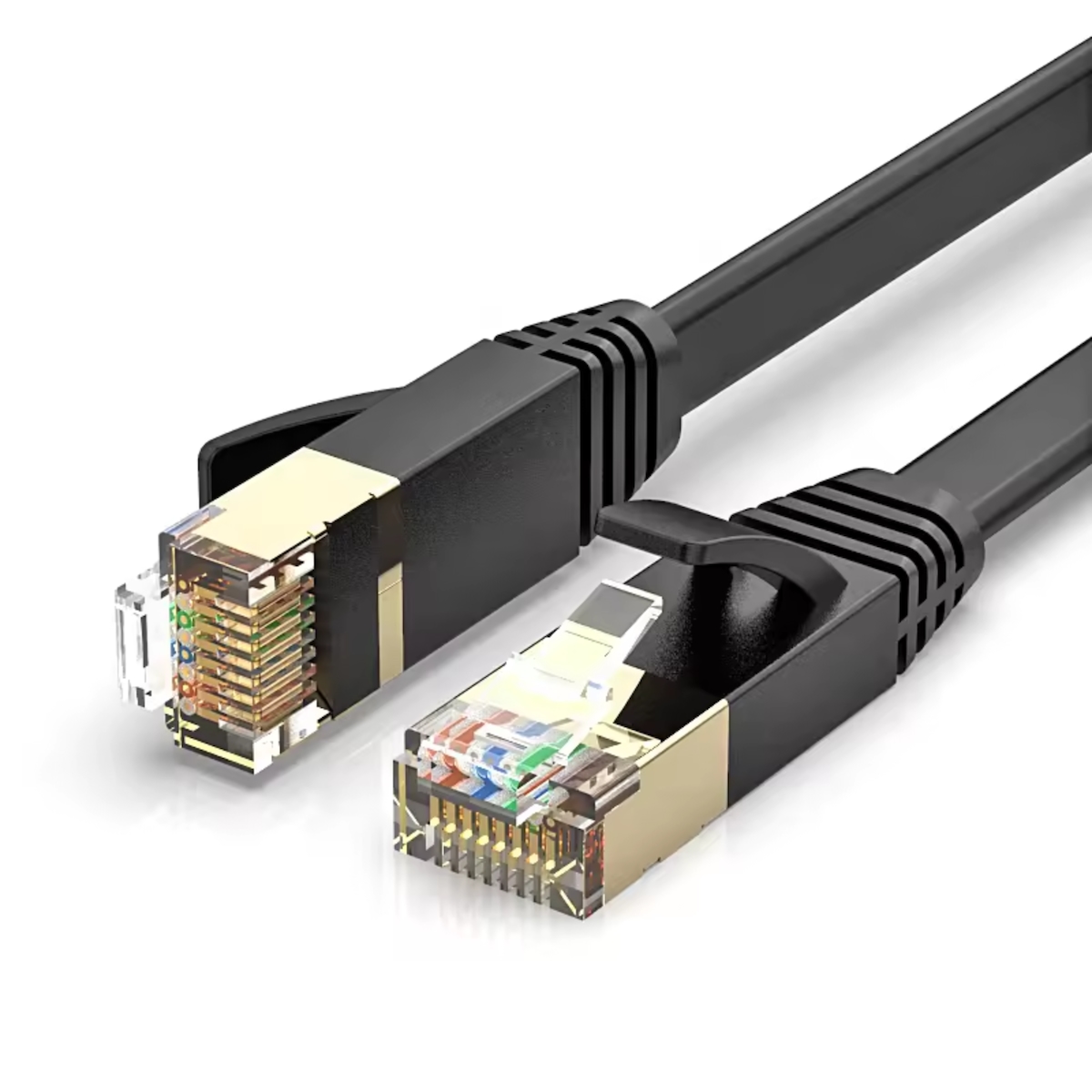 MobileKing CAT 7 Flach LAN-Kabel 1 m Schwarz – Gigabit Ethernet Netzwerkkabel, RJ45, High-Speed Patchkabel für Router, PC, Smart TV & Büro Image