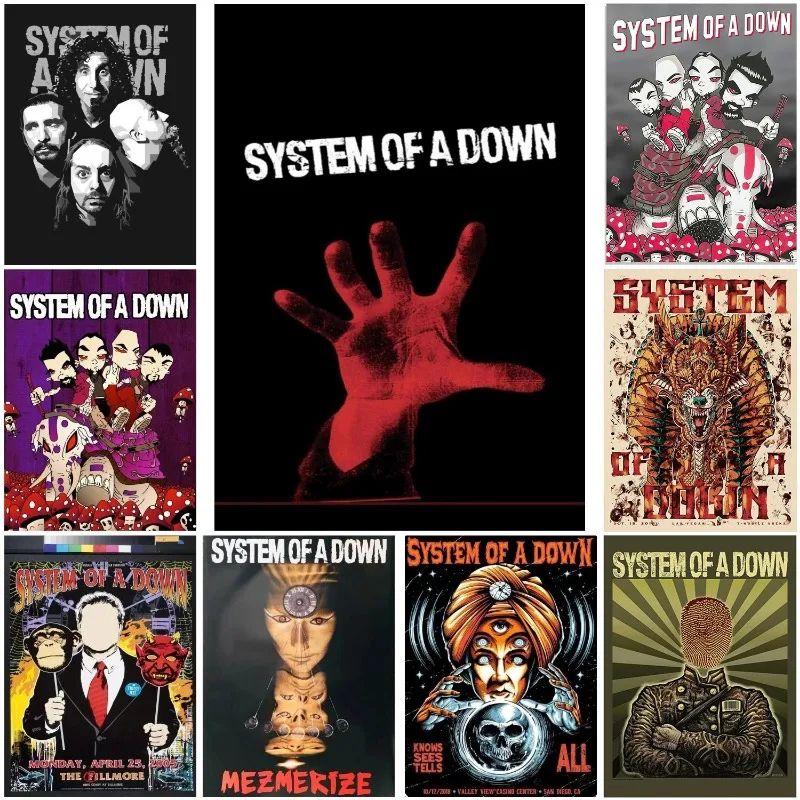 System Of A Down Canvas Poster Set Heavy Metal Album Wall Art Decor hypnotic Eye Artwork Poster 15.75x23.62in Unframed