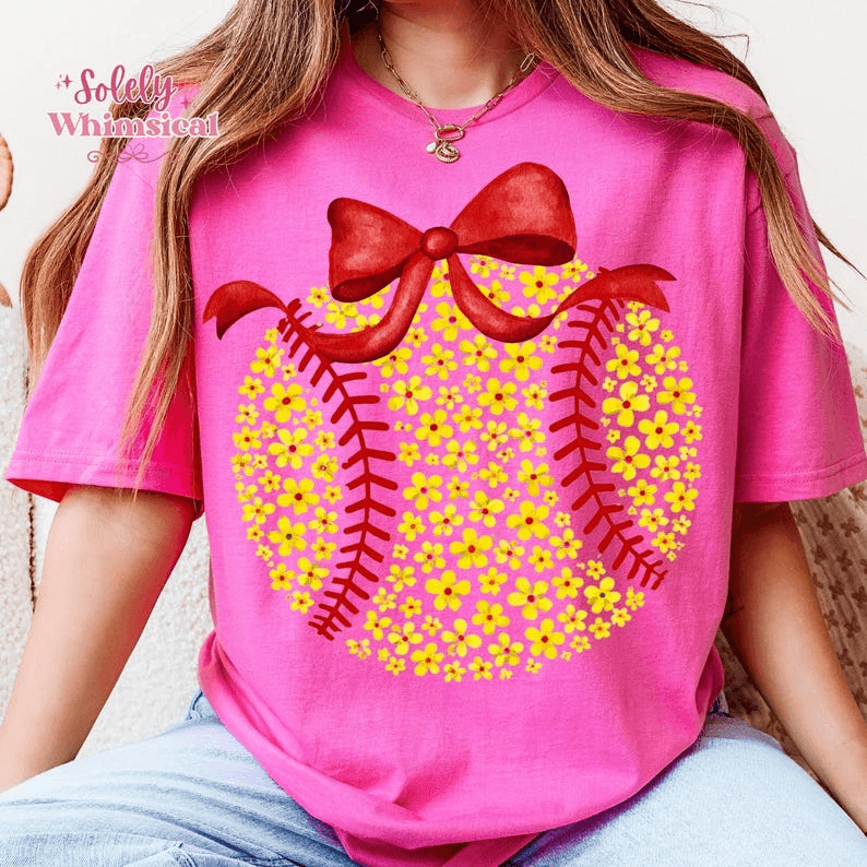 Floral Softball PNG Softball Mama Bow Sublimation Design peach m sweatshirt