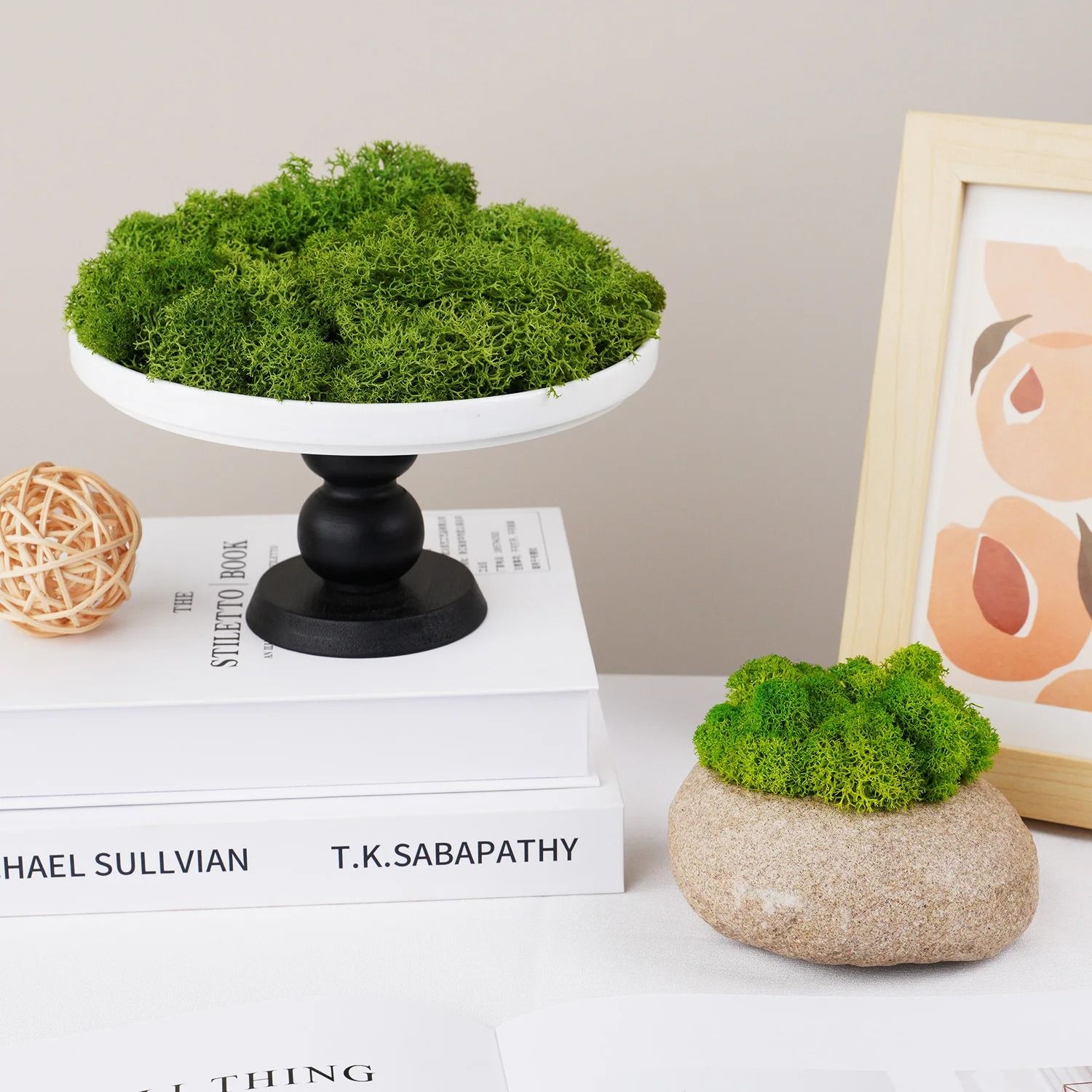 Natural Green Moss Decor Artificial Moss Decor Simulation Crystal Moss For Mini Garden & Home Styling green 3.53oz