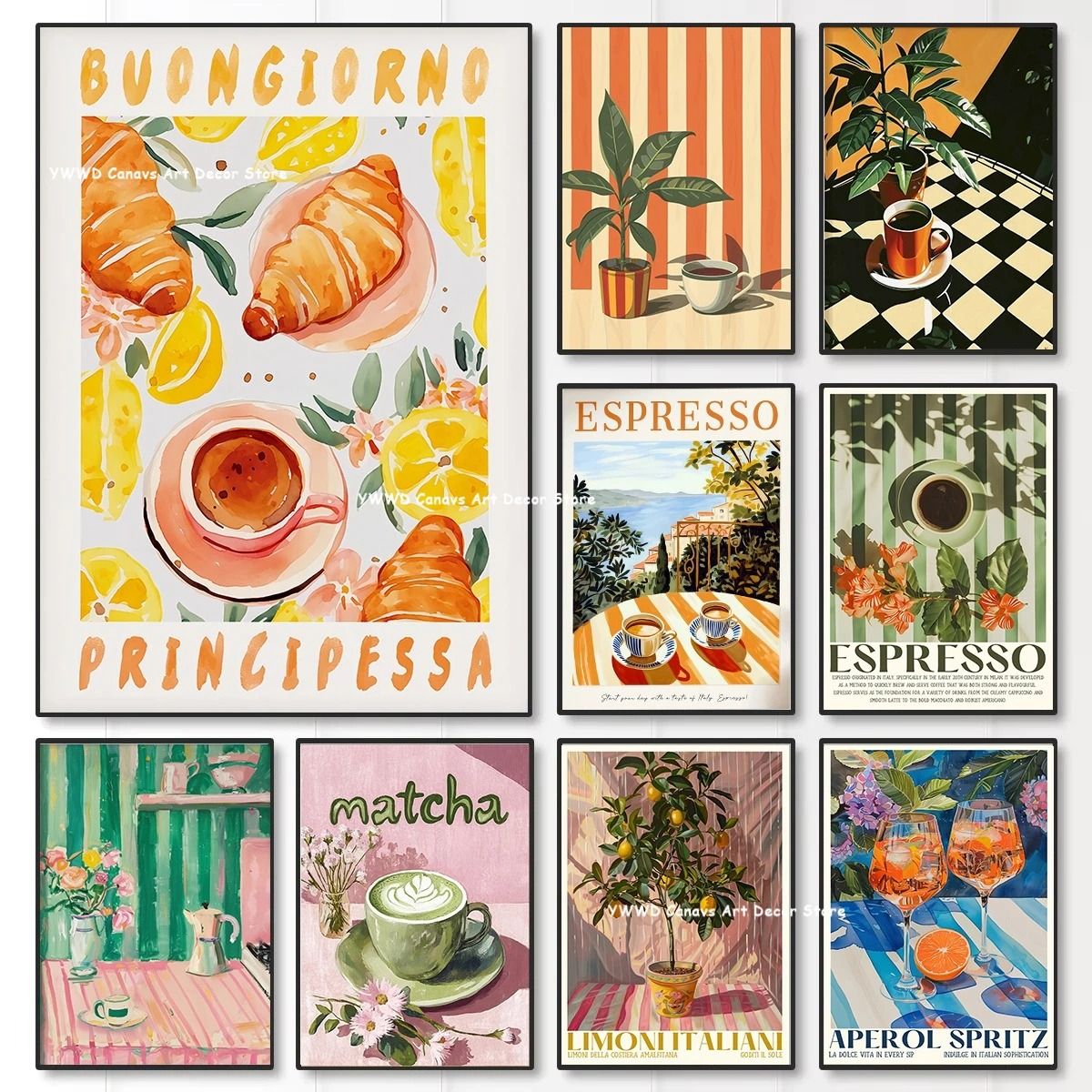 Buongiorno Espresso Wall Art Coffee Canvas Print Kitchen Decor 06 50x70 Cm no Frame