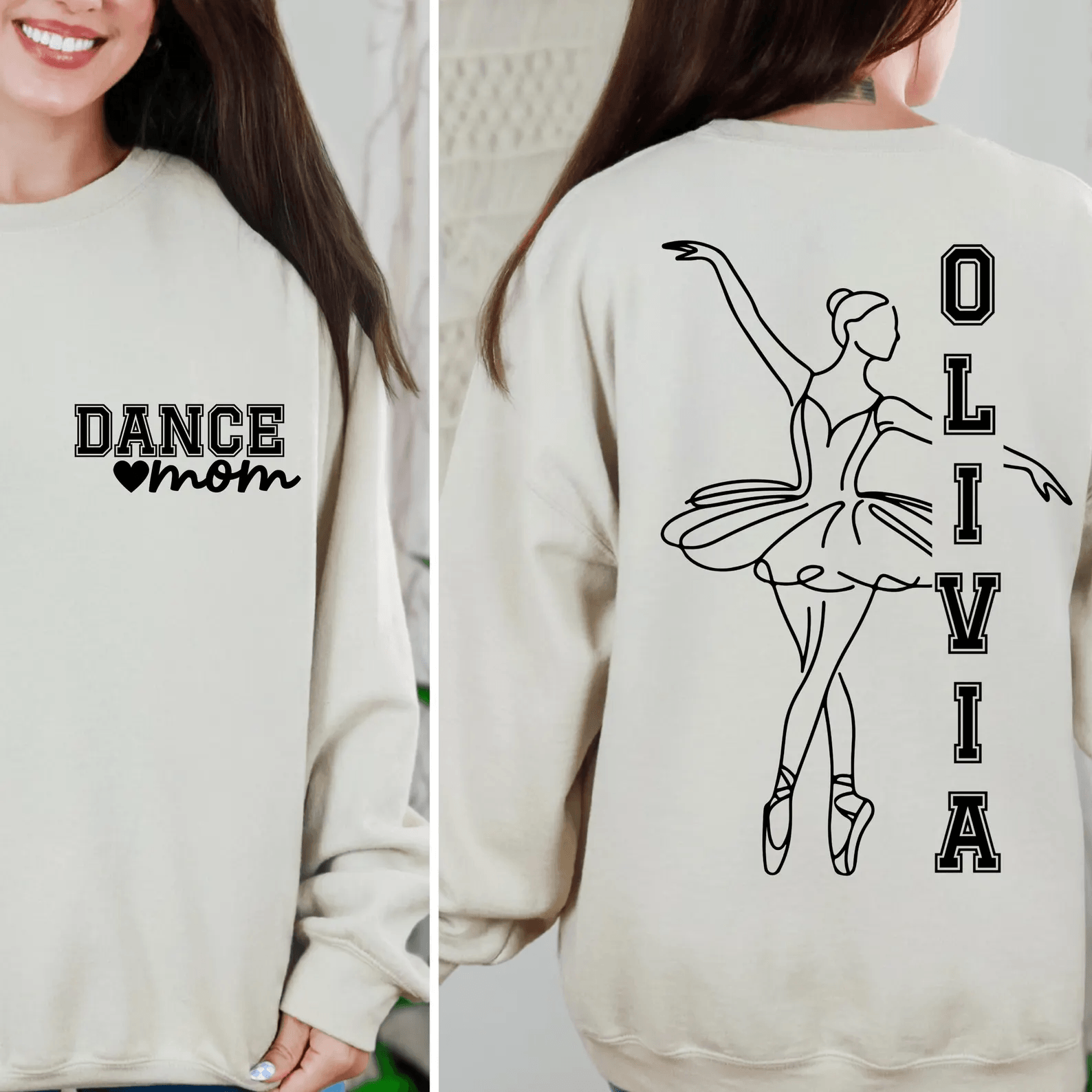 Custom Dance Mom Sweatshirt With Kids Names Personalized Crewneck Gift yellow l sweatshirt