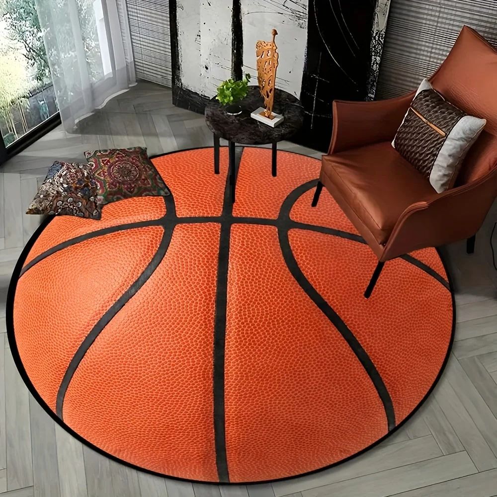 3D Basketball Rug Round Non slip Rug For Bedroom, Living Room And Sports Room Decor diameter 60cm