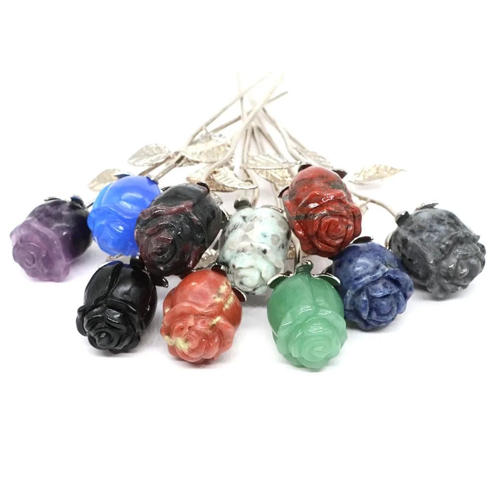 Hand Carved Rose Crystal Healing Stone Romantic Gift Decor 22 1 Pc