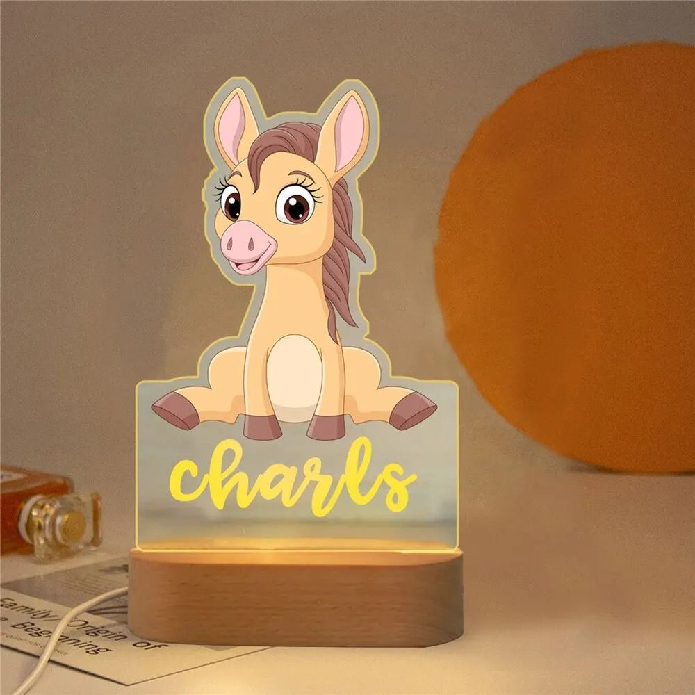 Personalized Kids Night Light Custom Name Animal Lamp For Bedroom Decor 03 7 Colors Light