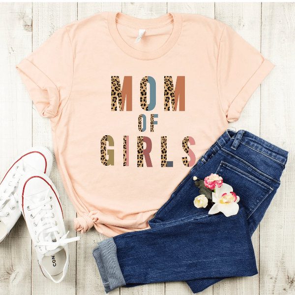 Mom Of Girls Shirt Leopard Print Cute Mom Tee Mothers Day Gift For Mom grey l t Shirt