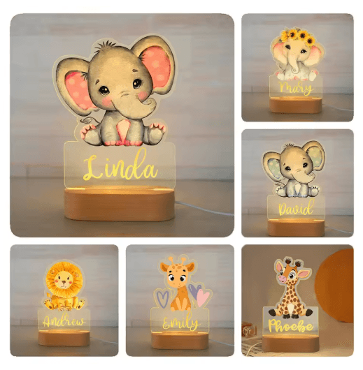 Personalized Custom Name Night Light Acrylic USB LED Lamp For Kids 10bear