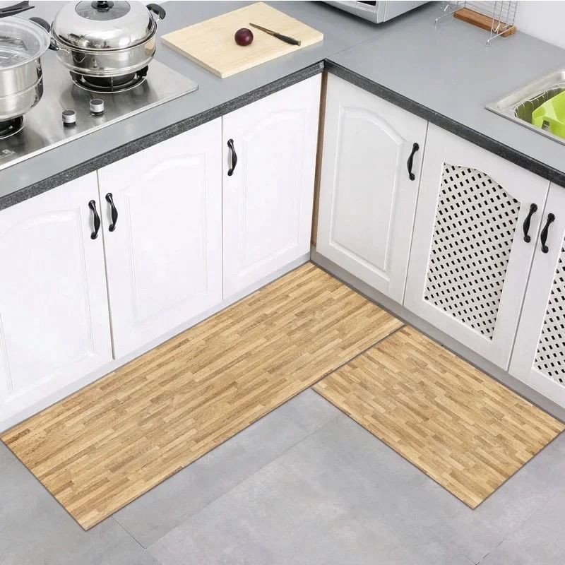 Modern Wood Grain Floor Mat Non Slip Kitchen Bathroom Entrance Rug 04 60x90 Cm