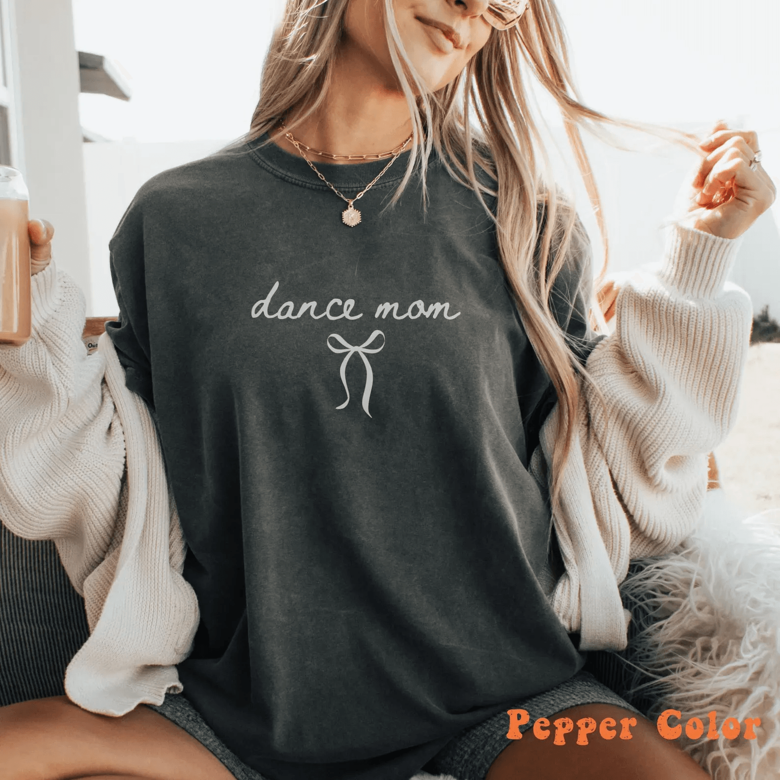 Dance Mom Shirt Ballet Mom Bow Tee Dance Mama Sweatshirt Competition Gift brown l t Shirt