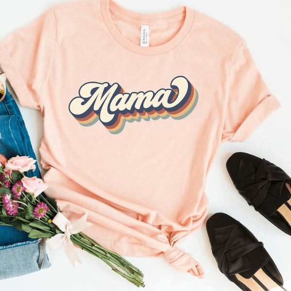Retro Mama Shirt Vintage Mama Tee, Gift For Mom, Mom Life T Shirt, Perfect Mother's Day Gift heather Navy xl sweatshirt