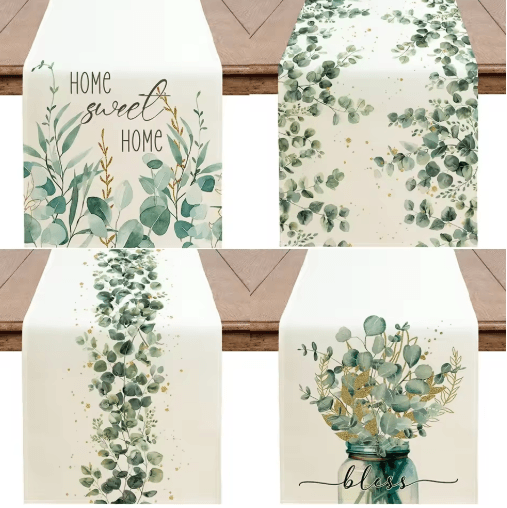 Eucalyptus Leaf Table Runner Fresh Botanical Green Table Decor For Spring & Farmhouse Styling zq 3 148x33cm