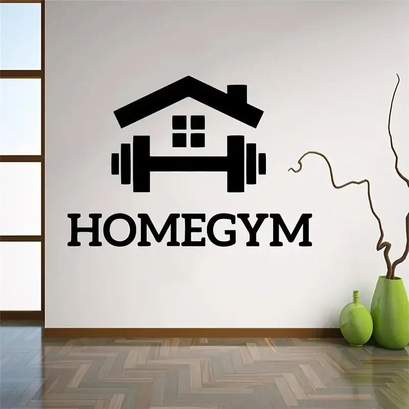 Modern Home Gym Wall Decal | 61cm Large Barbell Fitness Sticker For Personal Training Studio & Exercise Room Decor Modern Home Gym Wall Decal | 61cm Large Barbell Fitness Sticker For Personal Training Studio & Exercise Room Decor