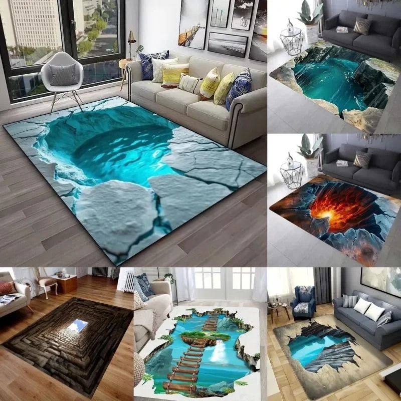 3D Ocean Desert Crack Rug Non Slip Washable Beach Style Carpet 03 50x80 Cm