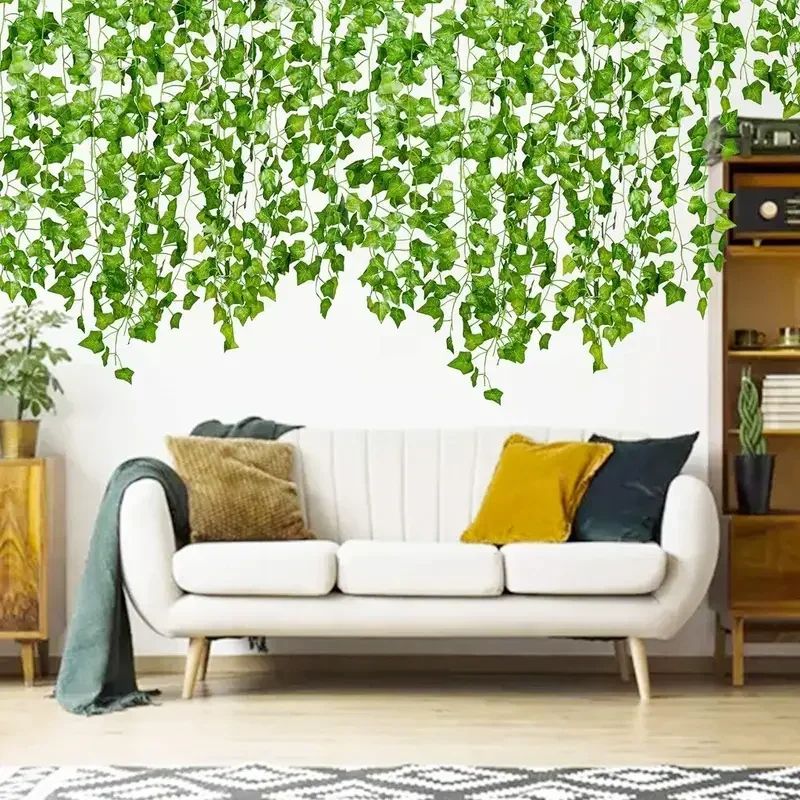 Artificial Ivy Leaf Garland Faux Green Vine Hanging Plants For Home Garden Wedding Party Decor sweet Potato 13.1 Ft 2 Strings