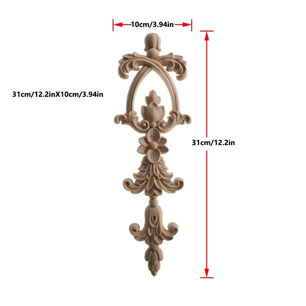 2 Piece Carved Wooden Rose Applique Furniture Decorative Trim Set 14