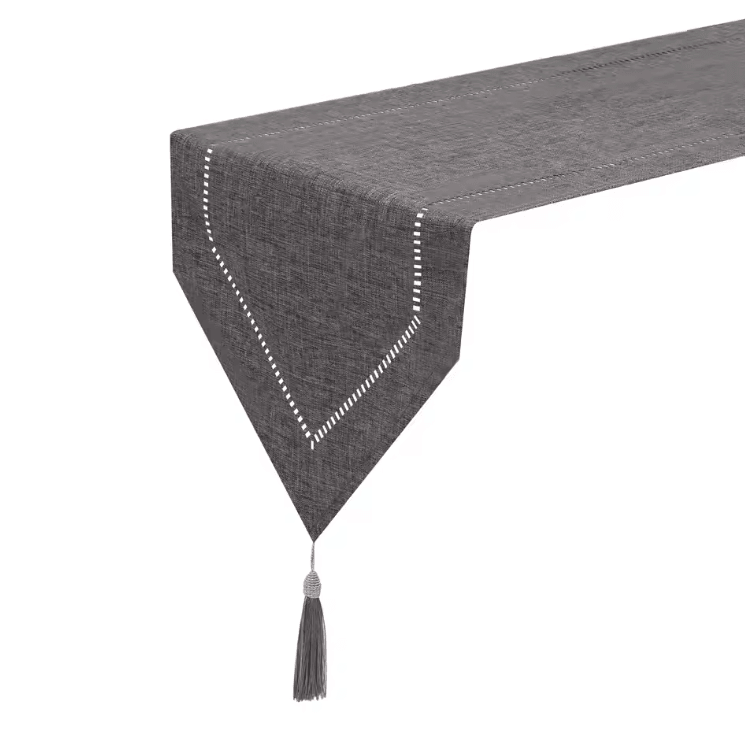 Minimalist Solid Linen Table Runner Modern Easy Care Dining & Coffee Table Decor gray 32x220cm