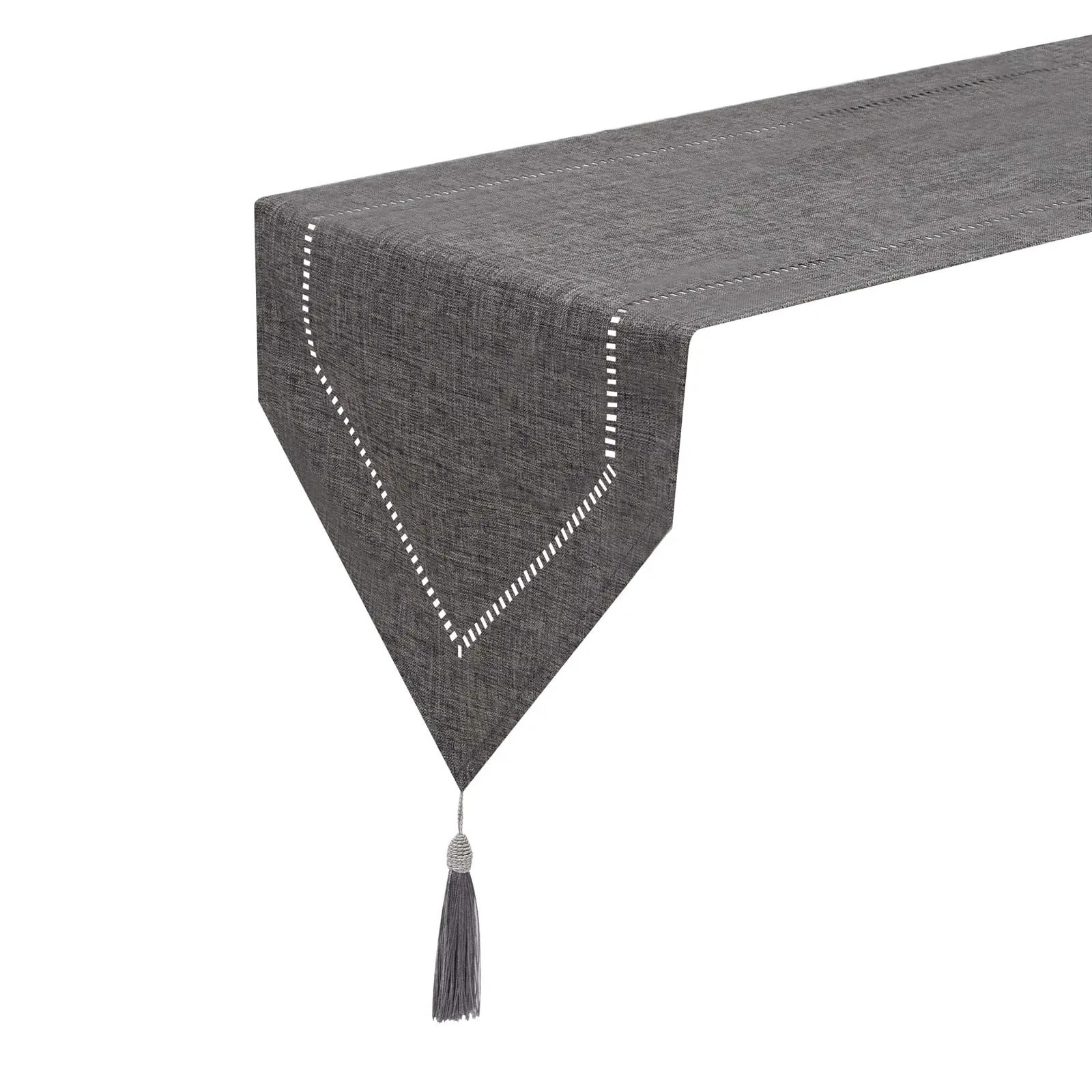 Modern Linen Table Runner Solid Color Dining Table Decor gray 32x250 Cm
