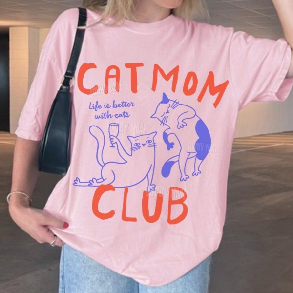 Cat Mom Club Shirt,Cat Mom Shirt, Cat Mama Tee, Gift For Cat Mom, Funny Cat Shirt, Cat Lover Shirt, New hot Pink 2xl t Shirt