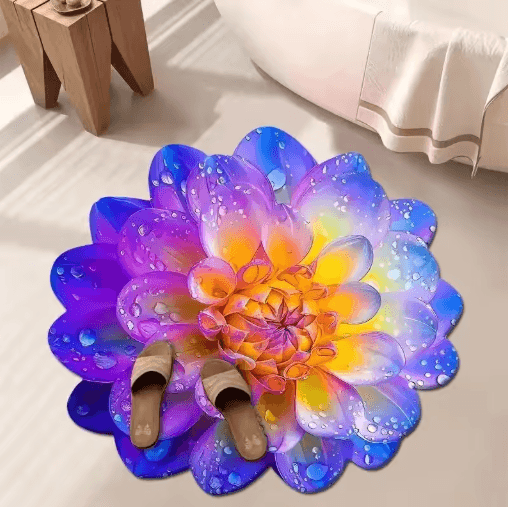 VIKAMA Floral Area Rug Soft Absorbent Carpet For Bedroom Living Room & Bathroom jflr Non slip 9 80x80cm(2.6x2.6ft