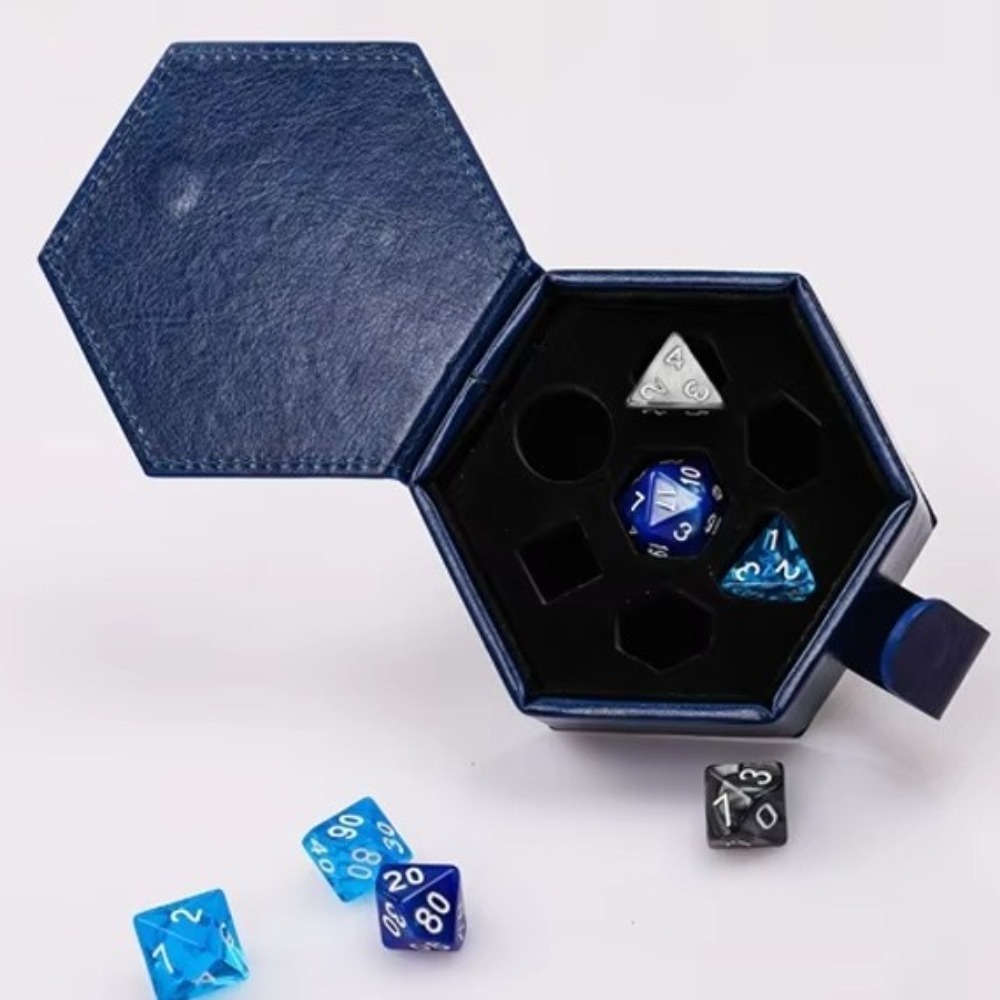 Premium PU Leather Dice Storage Bag Durable DND Dice Bag & Dice Storage Case blue