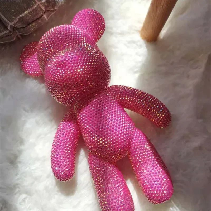 DIY Rhinestone Bear Figurine Crystal Diamond Decor Collectible 13 18cm