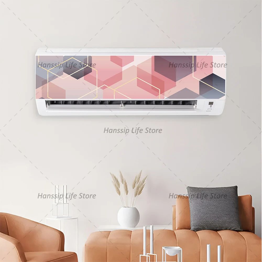 3D Geometric Air Conditioner Panel Sticker Modern Abstract AC Cover Decal For Home Decor 10 29.53 X 7.87 In