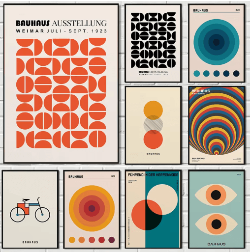 Abstract Bauhaus Orange Wall Art Modern Geometric Sunrise Bicycle Poster 13 30x40cm No Frame