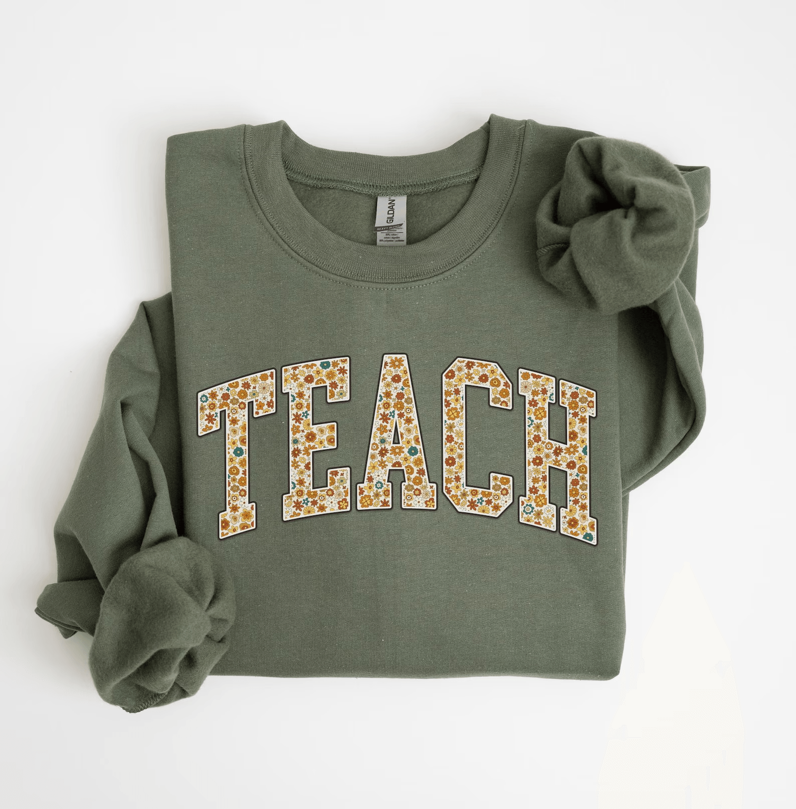 Floral Teach Sweatshirt Cute Teacher Crewneck Back To School Teacher Appreciation Gift black l t Shirt