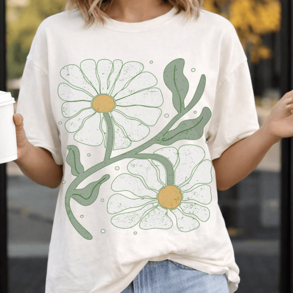 Vintage Daisy Shirt Comfort Colors Tee Retro Floral Boho Flower Graphic T Shirt mustard 3xl sweatshirt