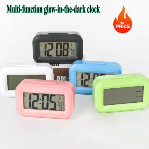 Digital Alarm Clock LED Desk Clock With Snooze, Backlight & Calendar Display pink